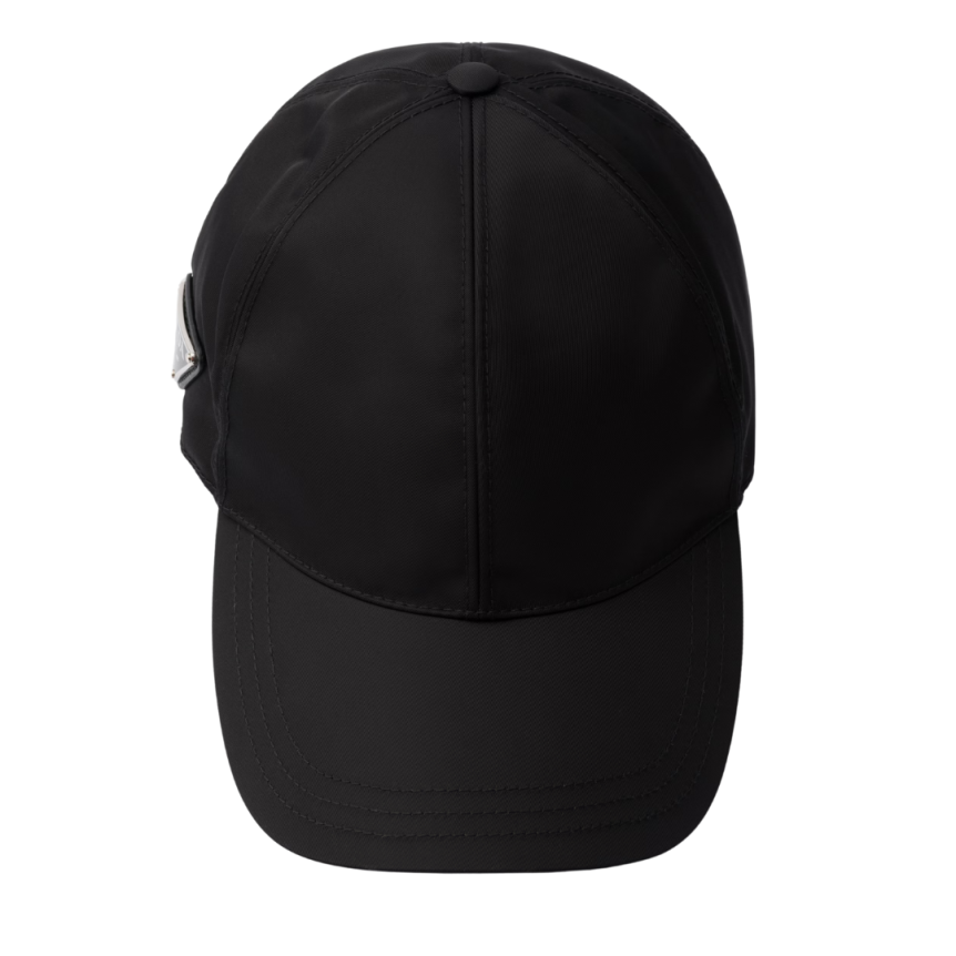Casquette de baseball PRADA Re Nylon noir logo plaque métal