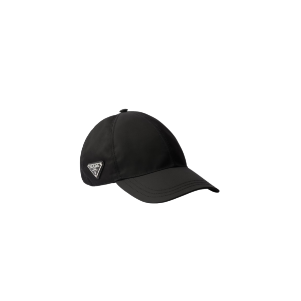 Casquette de baseball PRADA Re Nylon noir logo plaque métal