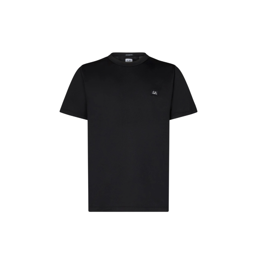 T-shirt CP COMPANY col rond coton noir petit logo poitrine