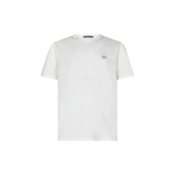 T-shirt CP COMPANY col rond coton blanc petit logo poitrine