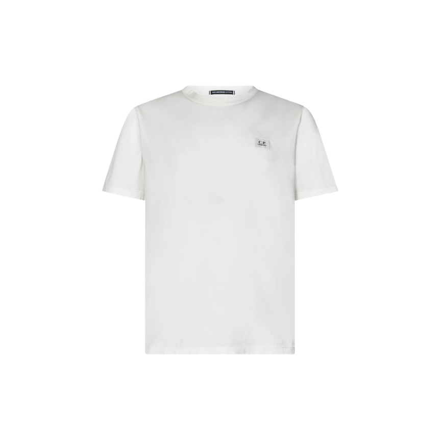 T-shirt CP COMPANY col rond coton blanc petit logo poitrine