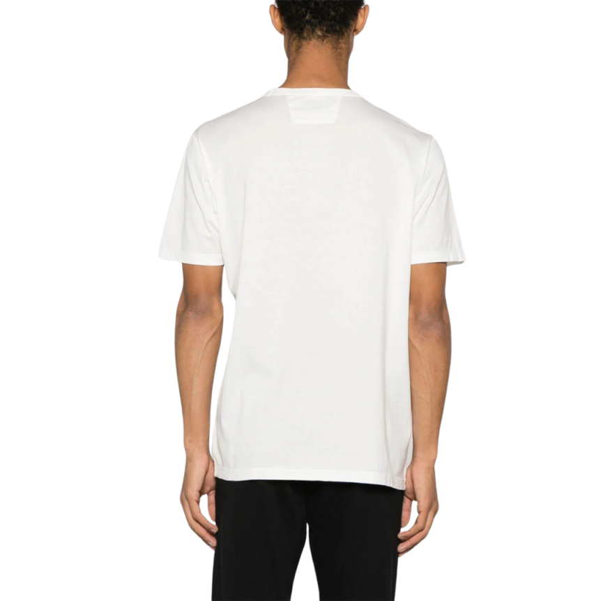 T-shirt CP COMPANY col rond coton blanc petit logo poitrine