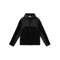 Blouson à capuche nylon noir métal jersey