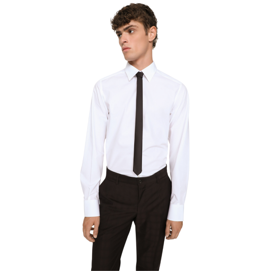 Chemise DOLCE & GABBANA Gold Fit coton blanc écusson DG