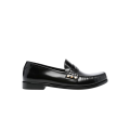 Mocassins cuir verni noir logo YSL