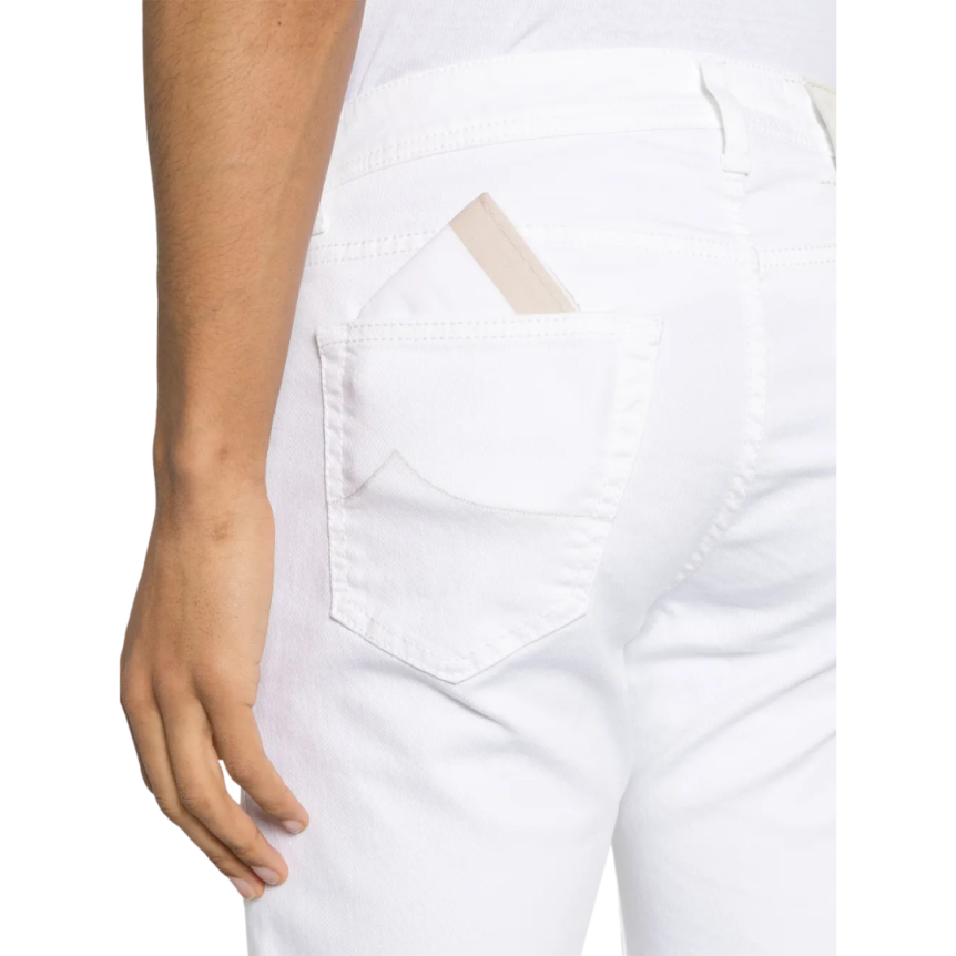 Jean droit JACOB COHEN Nick slim coton denim blanc