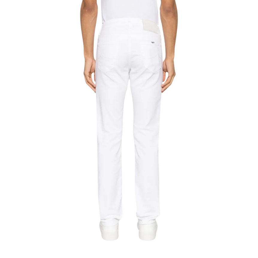 Jean droit JACOB COHEN Nick slim coton denim blanc