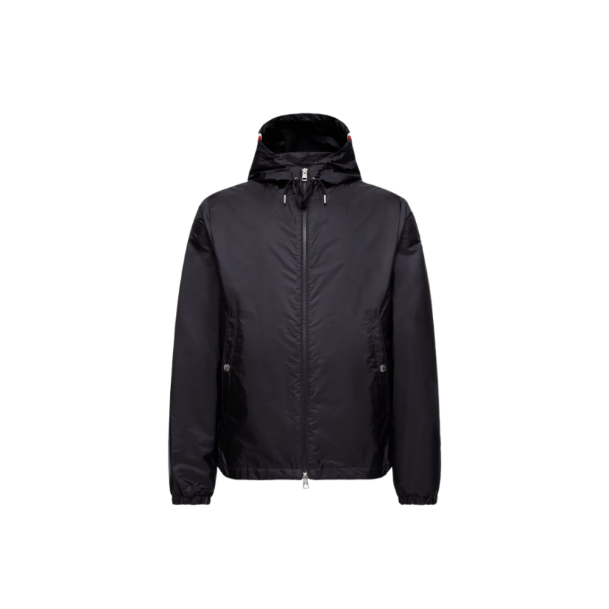 Veste MONCLER Grimpeurs zippée capuche nylon bleu marine liseret tricolore