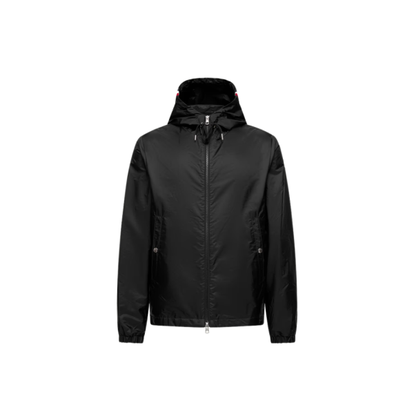 Veste MONCLER Grimpeurs zippée capuche nylon noir liseret tricolore