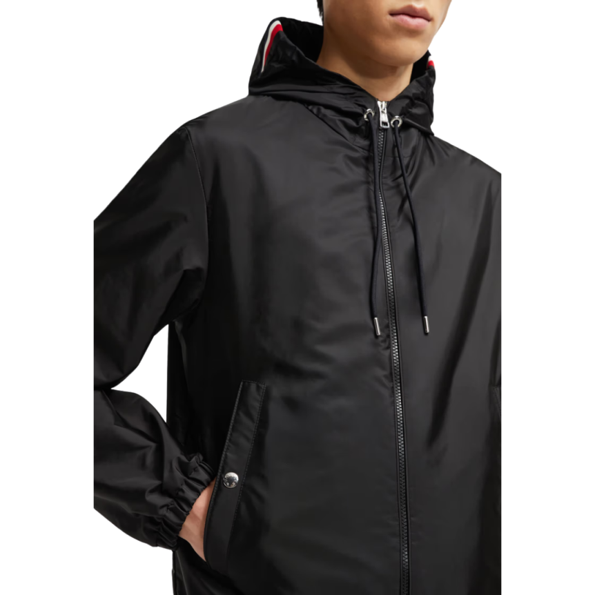 Veste MONCLER Grimpeurs zippée capuche nylon noir liseret tricolore