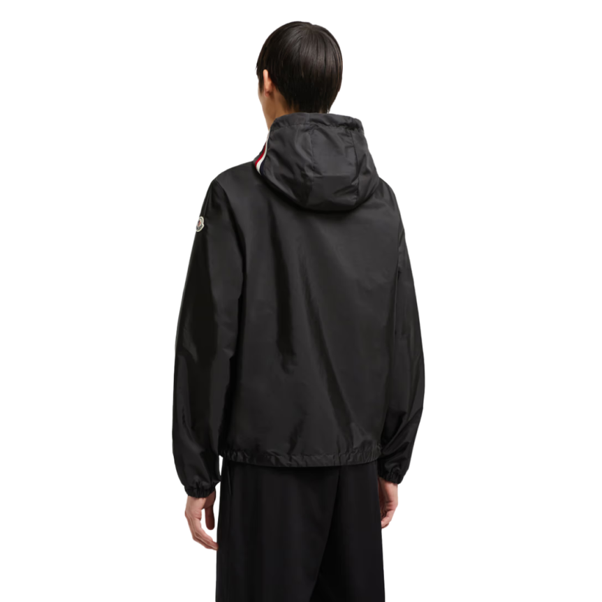 Veste MONCLER Grimpeurs zippée capuche nylon noir liseret tricolore