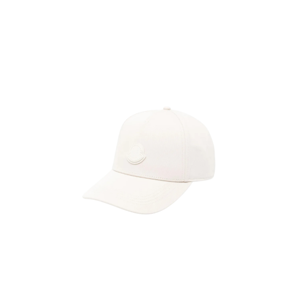 MONCLER Casquette gabardine coton blanc logo mat