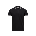 Polo manche courte piqué coton bleu marine col blanc broderie logo