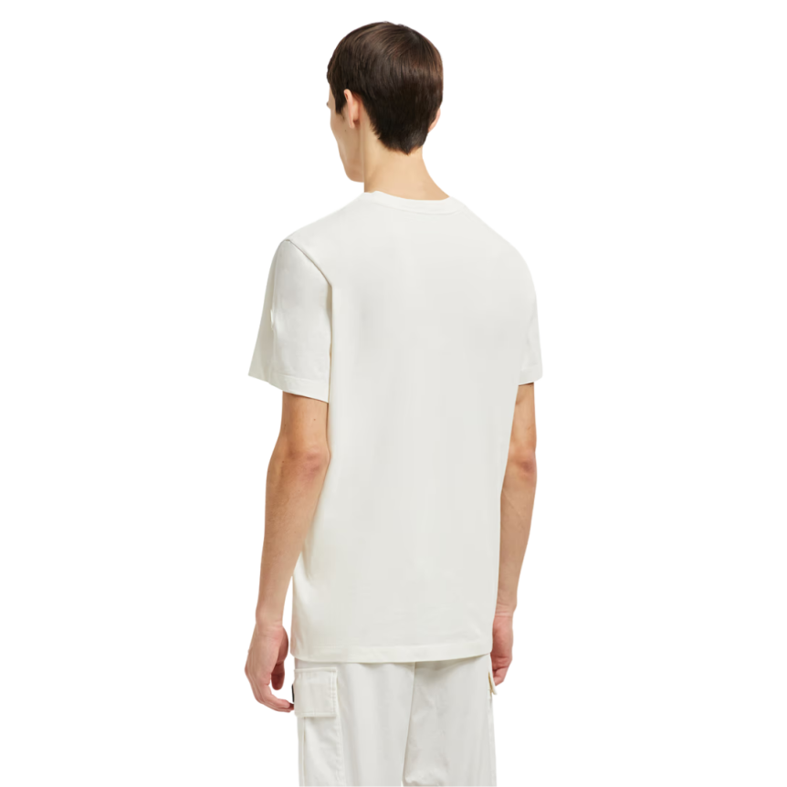 T-shirt col rond MONCLER coton écru motif logo flouté