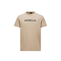 T-shirt col rond coton beige motif logo délavé