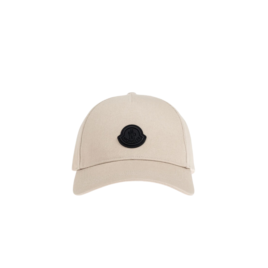 Casquette MONCLER gabardine coton beige logo noir mat