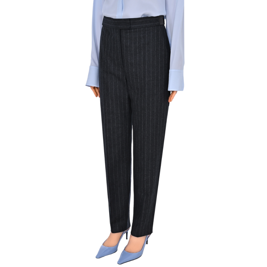 Pantalon Cigarette BRUNELLO CUCINELLI flanelle gris anthracite rayé