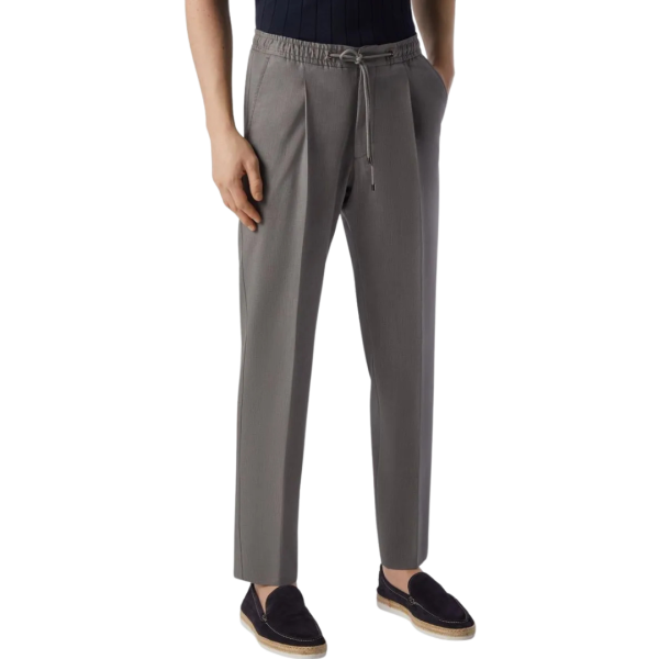 CORNELIANI Pantalon jogging jersey laine gris cordon taille