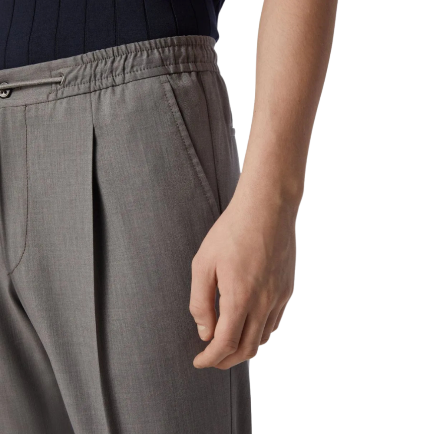 CORNELIANI Pantalon jogging jersey laine gris cordon taille