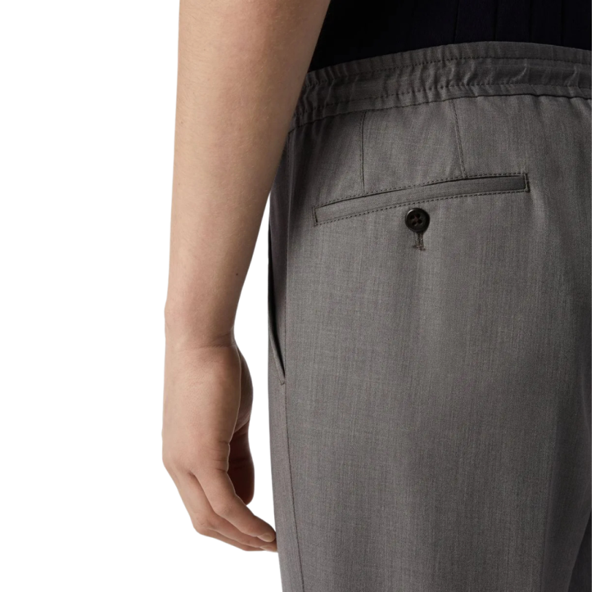 CORNELIANI Pantalon jogging jersey laine gris cordon taille