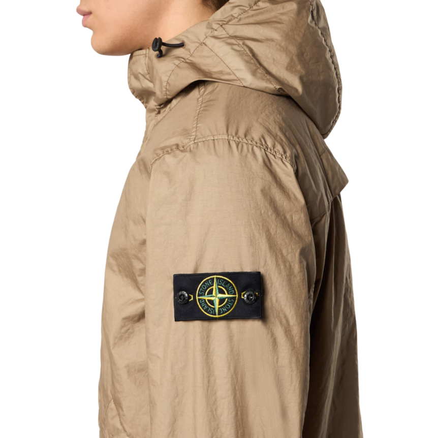 Blouson zippé à capuche STONE ISLAND nylon beige MEMBRANA 3L TC