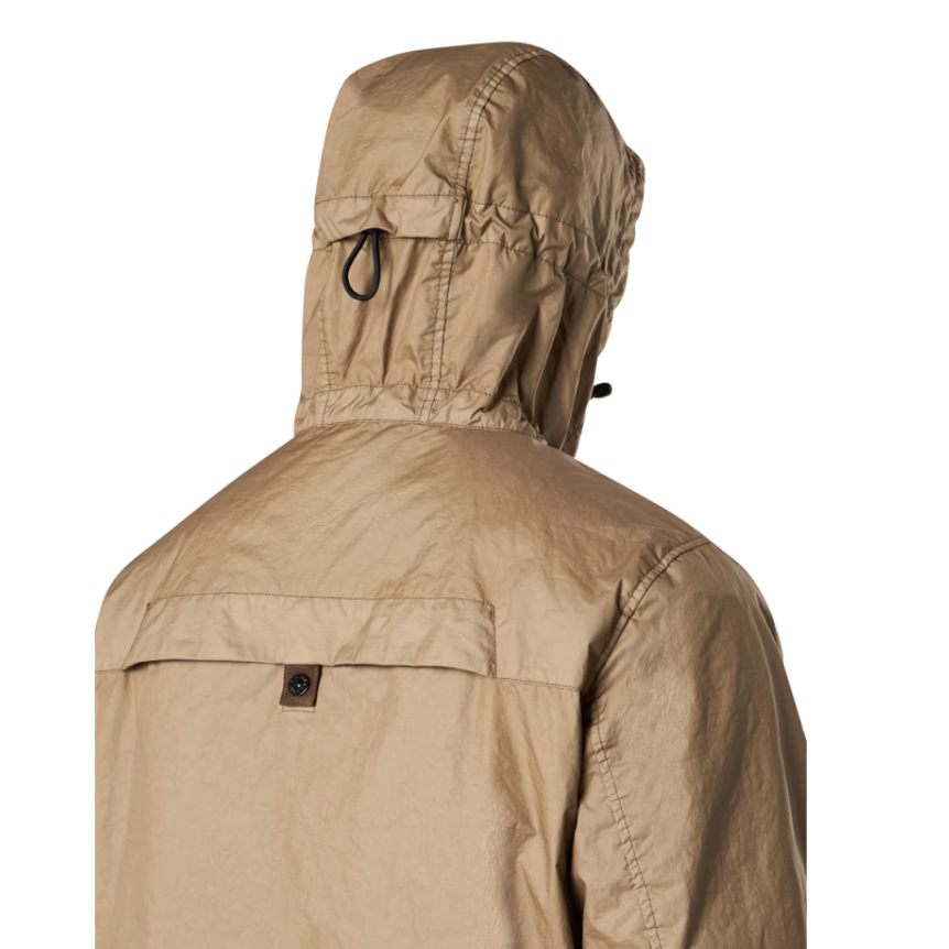 Blouson zippé à capuche STONE ISLAND nylon beige MEMBRANA 3L TC