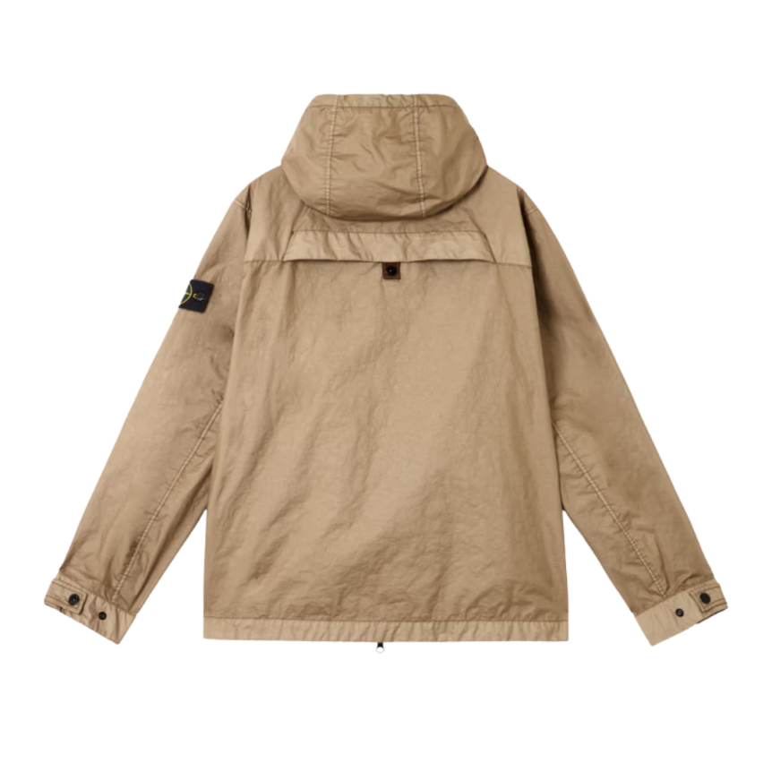 Blouson zippé à capuche STONE ISLAND nylon beige MEMBRANA 3L TC
