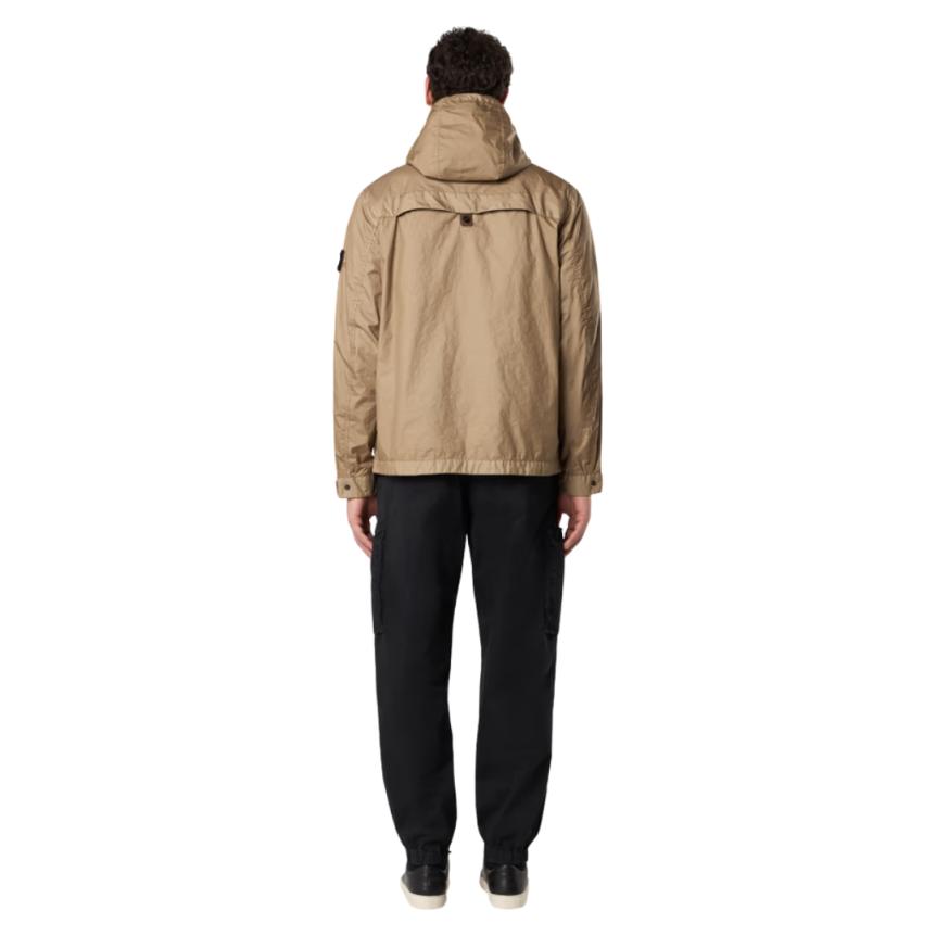 Blouson zippé à capuche STONE ISLAND nylon beige MEMBRANA 3L TC