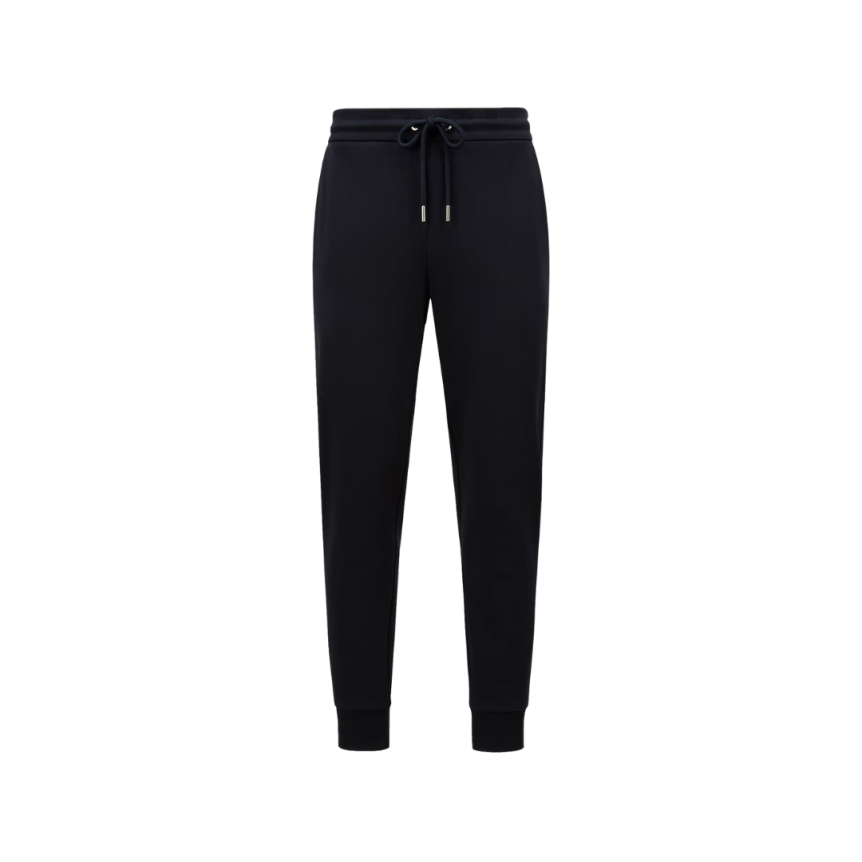 Pantalon survêtement jogging MONCLER coton bleu marine poche zippée tricolore