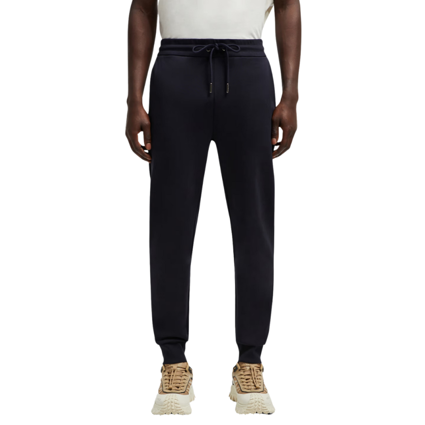 Pantalon survêtement jogging MONCLER coton bleu marine poche zippée tricolore