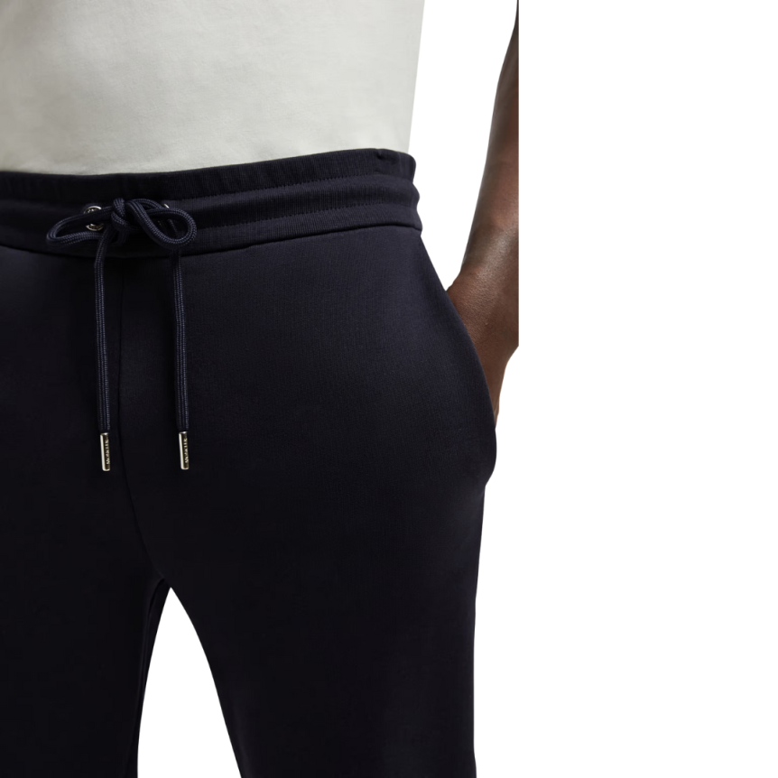 Pantalon survêtement jogging MONCLER coton bleu marine poche zippée tricolore