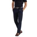 Pantalon chino coupe italienne gabardine coton Pima bleu marine