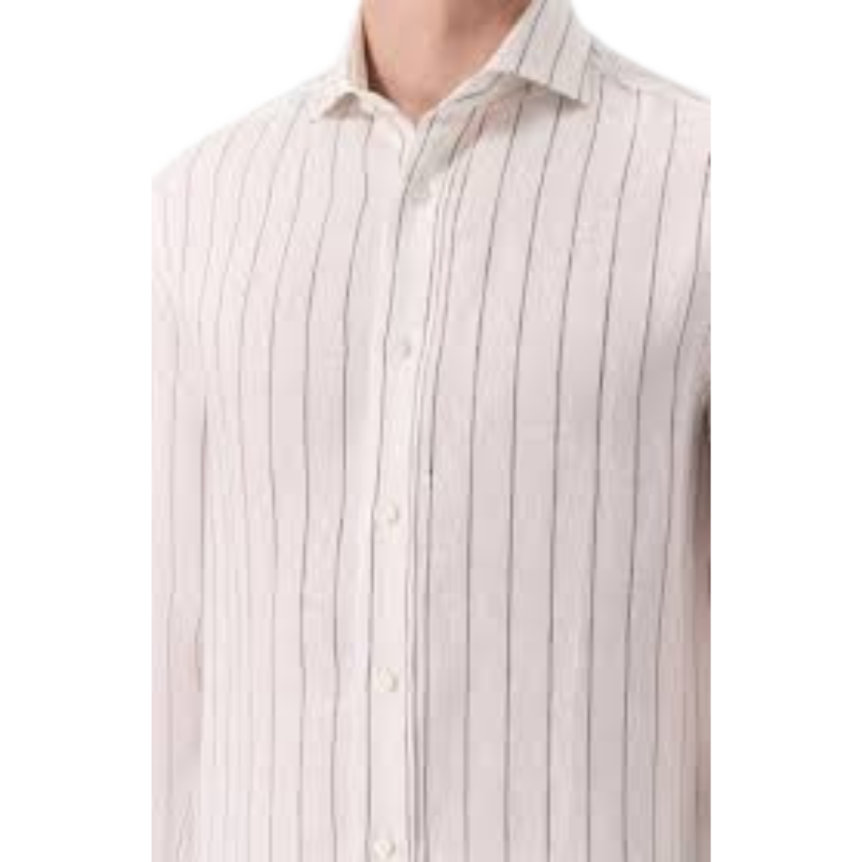 Chemise BRUNELLO CUCINELLI col italien coton blanc fine rayure