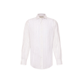 Chemise col italien coton blanc fine rayure