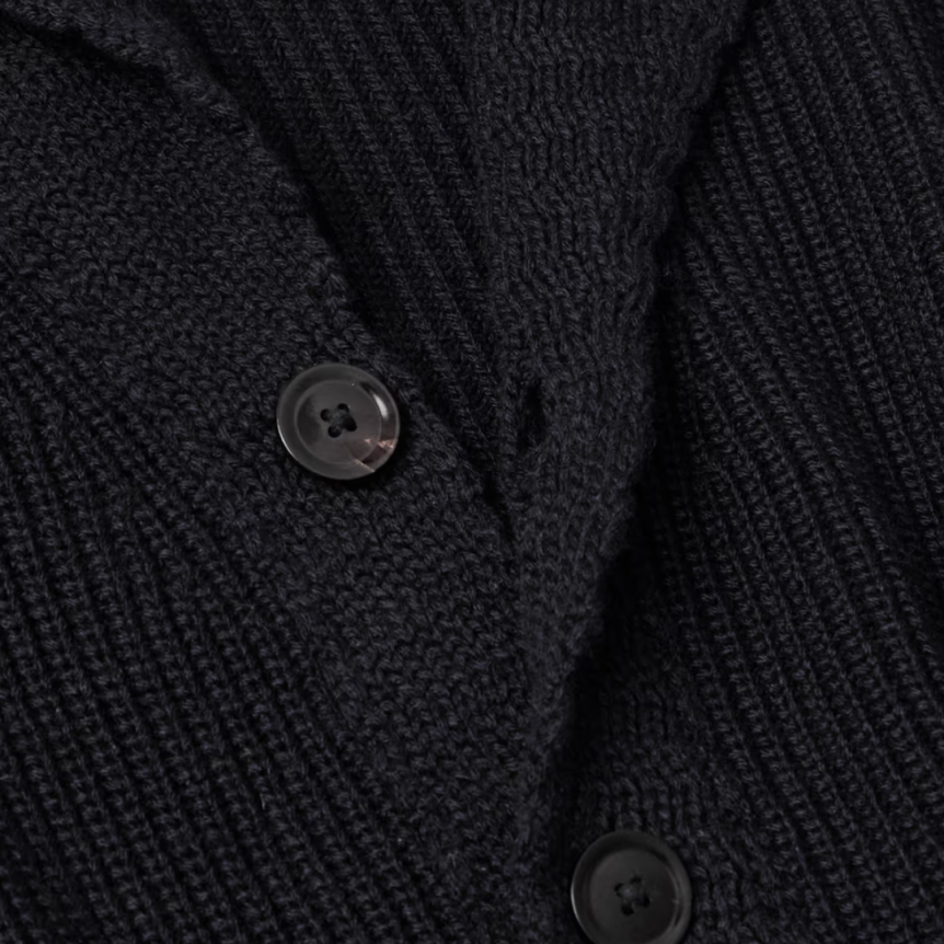 Cardigan TOM FORD cachemire côtelé bleu nuit col châle