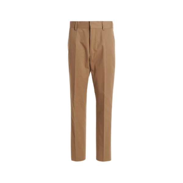 PRADA Pantalon gabardine coton camel logo triangle