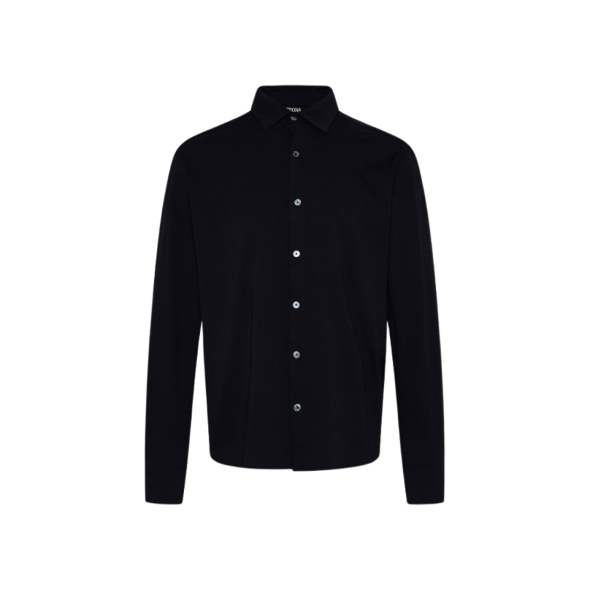 Chemise ZEGNA manche longue coton jersey bleu marine