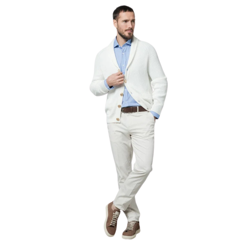 Chemise manche longue BRUNELLO CUCINELLI ajusté col italien coton bleu ciel