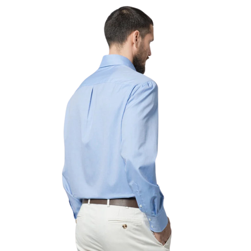 Chemise manche longue BRUNELLO CUCINELLI ajusté col italien coton bleu ciel