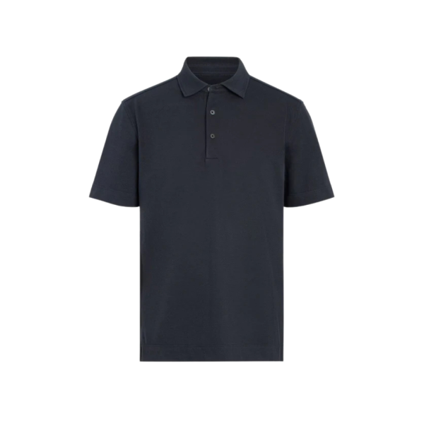 Polo ZEGNA coton jersey bleu marine