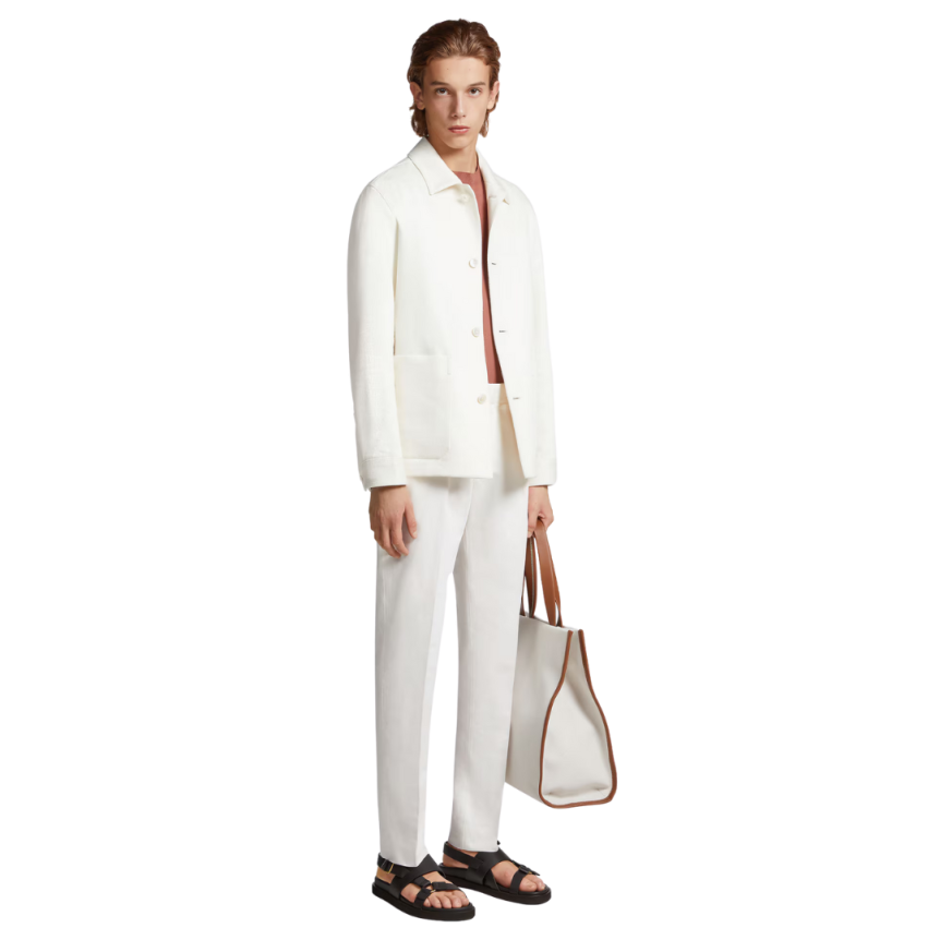 Pantalon ZEGNA Summer chino coton lin blanc