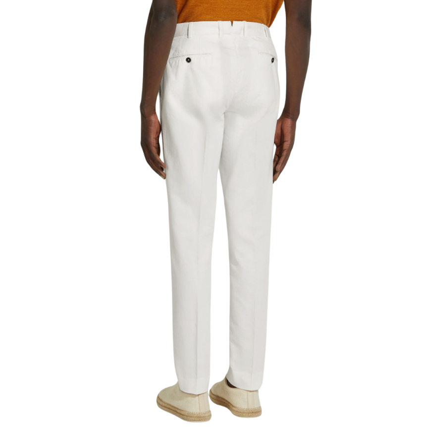 Pantalon ZEGNA Summer chino coton lin blanc
