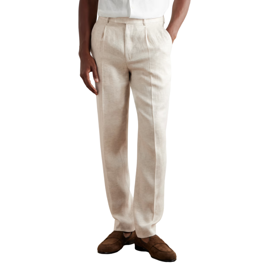 Pantalon costume ZEGNA Oasi slim sergé lin beige