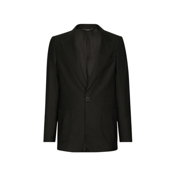 Veste blazer DOLCE & GABBANA simple boutonnage Portofino soie mélangée noire