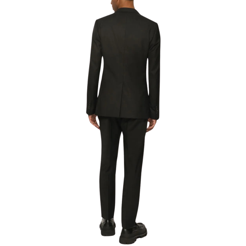 Veste blazer DOLCE & GABBANA simple boutonnage Portofino soie mélangée noire