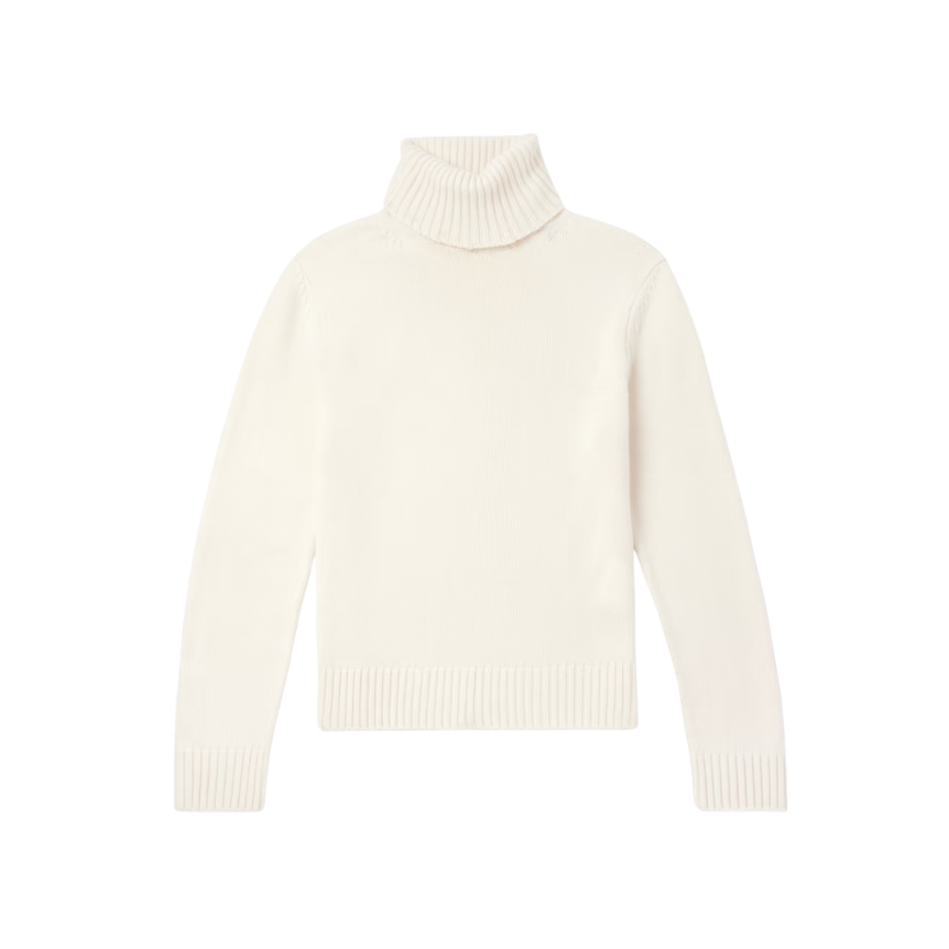 Pull TOM FORD col roulé laine cachemire écru