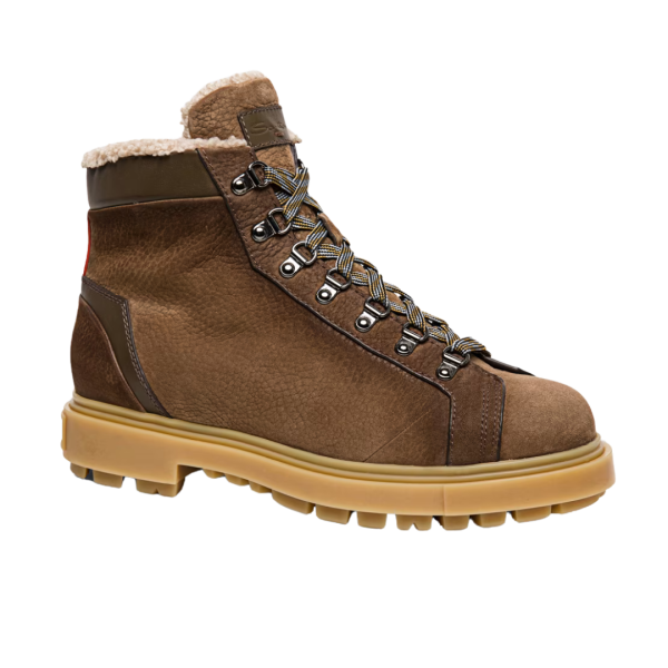Bottines lacets SANTONI daim marron moutarde montagne