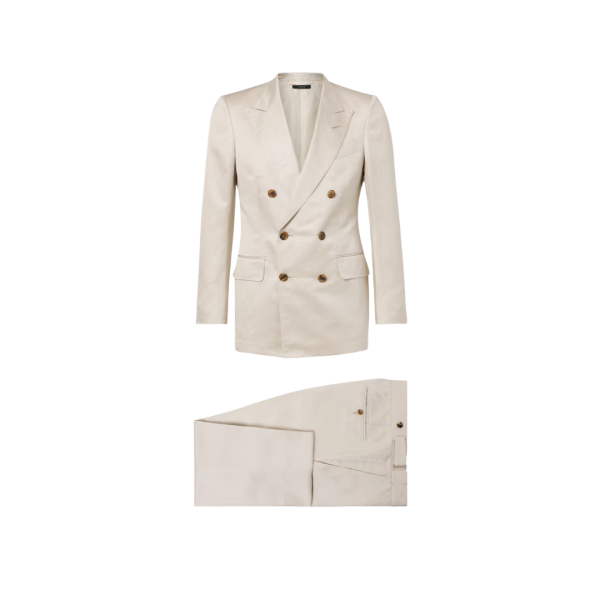 Costume croisé TOM FORD soie lin champagne