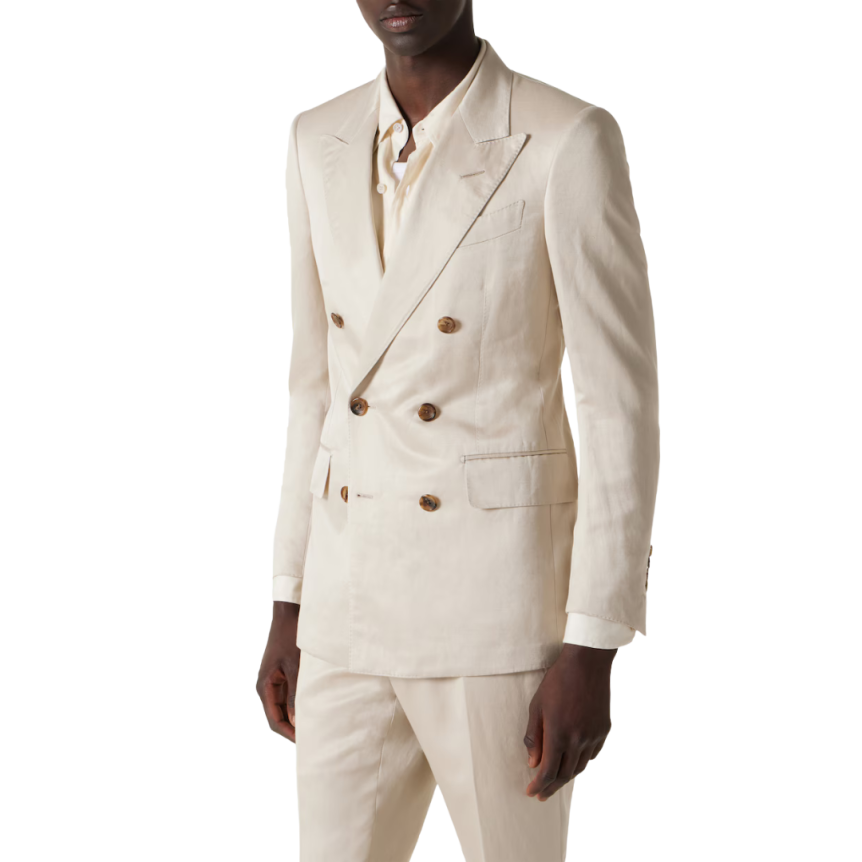 Costume croisé TOM FORD soie lin champagne