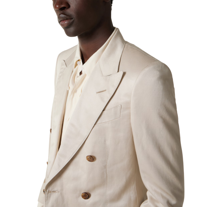 Costume croisé TOM FORD soie lin champagne